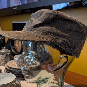 New York Winner Vintage Brown Genuine Leather Flat Cap MilitaryHat Medium Unisex